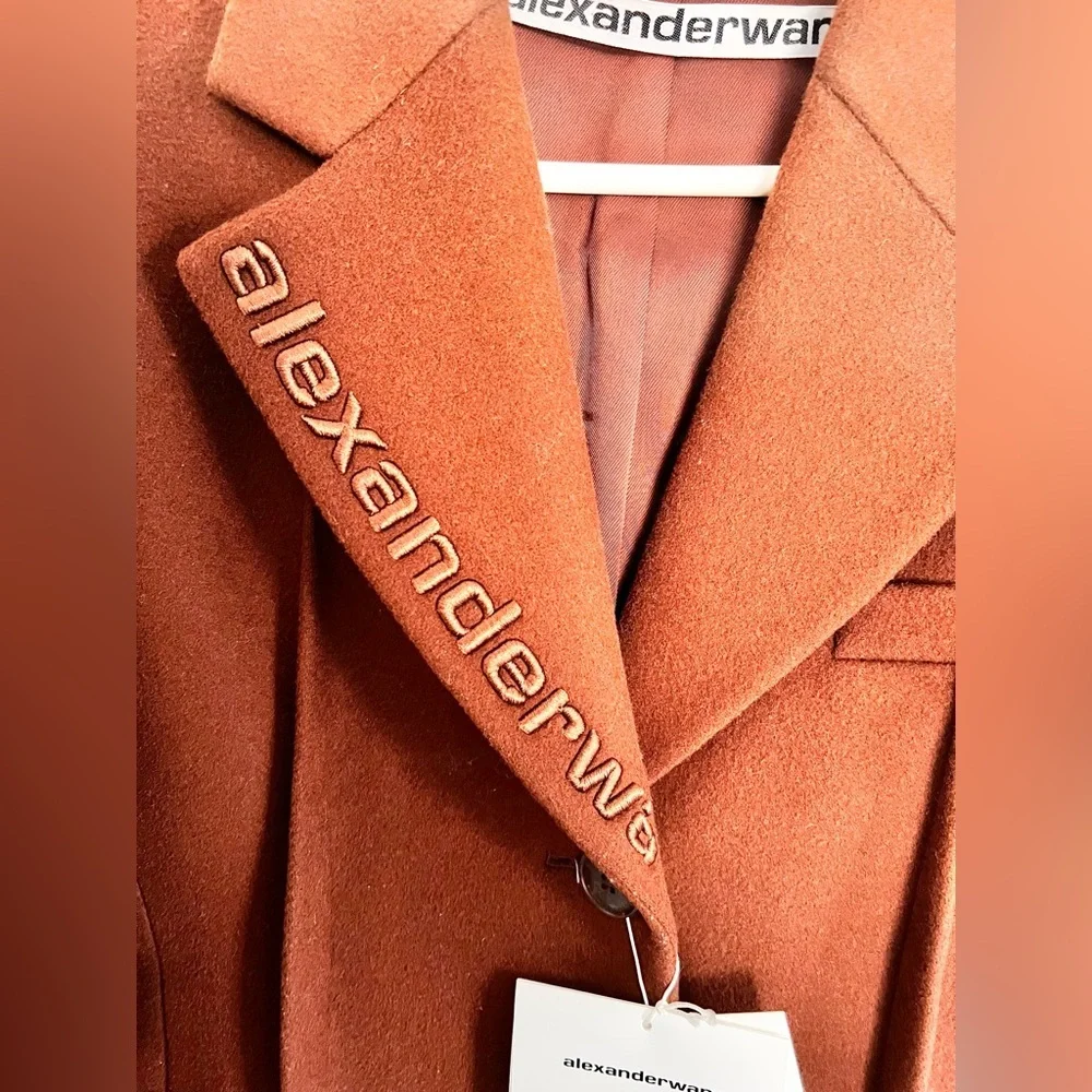NWT Alexander Wang Long Darted Single Breasted Wool BlendCoat Sz M Hailey Bieber - Picture 5 of 11